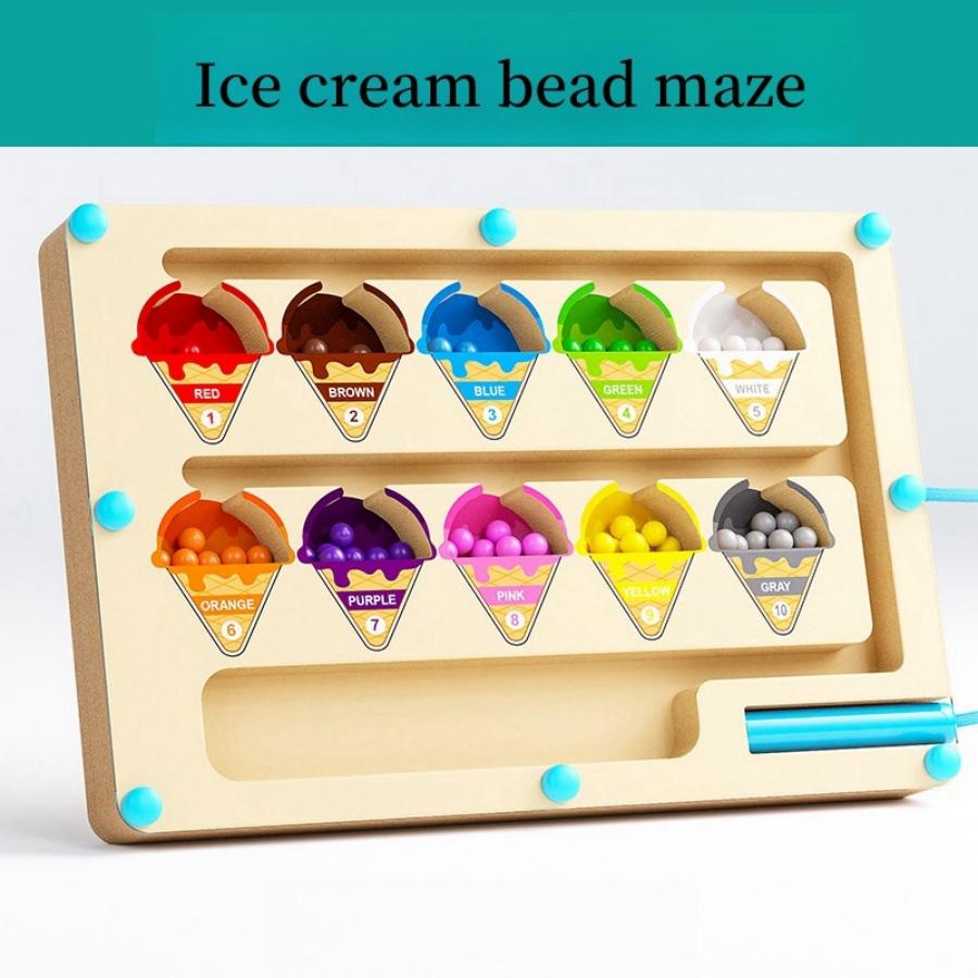 Montessori Magnetic Color Sorting Maze Number Maze Toys Wooden Puzzle Activity Board Fine Motor Toys for Toddlers Boys Girls