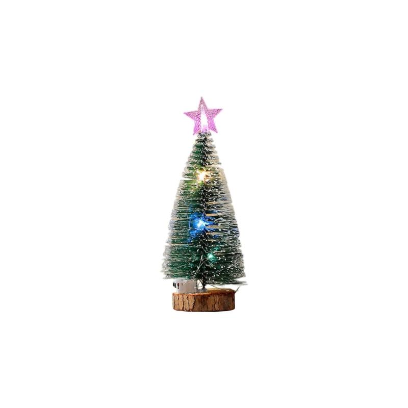 

Artificial Christmas Tree With Lights Miniature Pine Tree Crafting Displaying Decoration for Tabletop Party Decorations