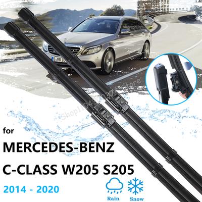 Para Mercedes-Benz Clase C W205 S205 2014~ Juego de Escobillas Limpiaparabrisas Delanteras Traseras Kit Cepillos para Parabrisas Accesorio de Coche