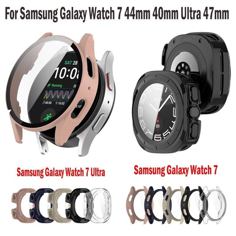 Case+Glass for Samsung Galaxy Watch 7 44mm 40mm Ultra 47mm Accessories Protective Case With Screen Protector Shell Cover