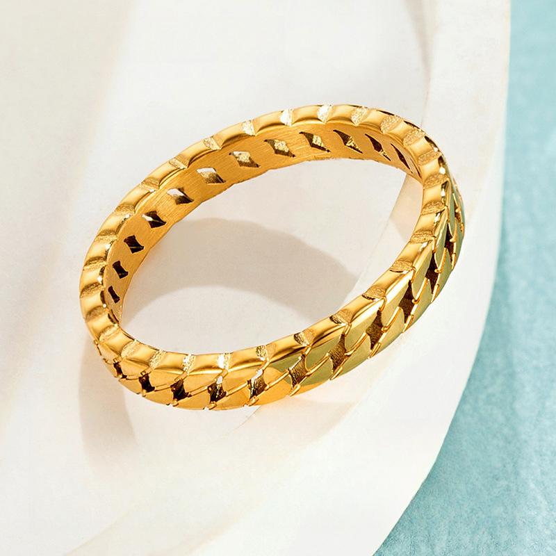 Retro Personalized Chain Ring Cool Ins Wind Hollow Simple Ring Titanium Steel Women's Jewelry