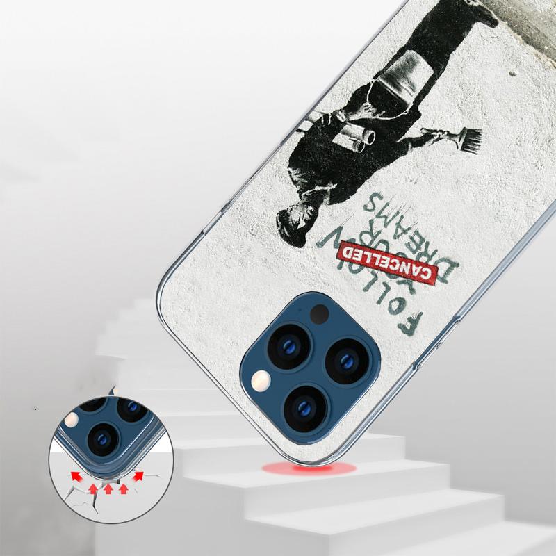Street Art Banksy Graffiti Phone Case For iPhone 17 Air 16 Pro Max 16E 15 + 14 Plus 11 12 13 Mini 7 8 SE Gift Print Cover Fundas