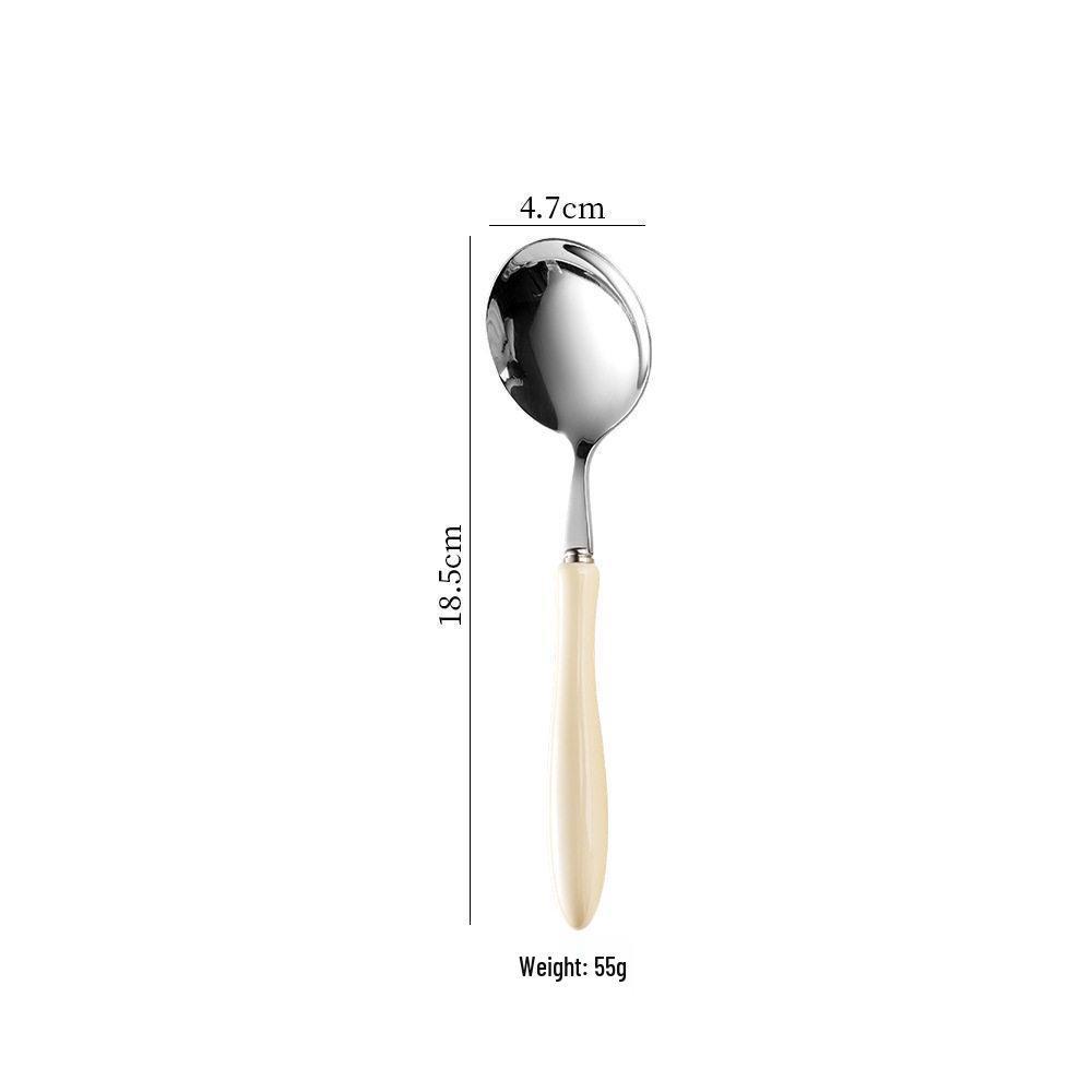 Macron High-End Ceramic Handle 304 Stainless Steel Cutlery Set: Round Spoon & Fork