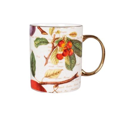 400ML Bone China Mug Pastoral Creative Color Fruit Pattern Cup Afternoon Tea Cup Coffee Cup Ceramic Milk Cup Desktop