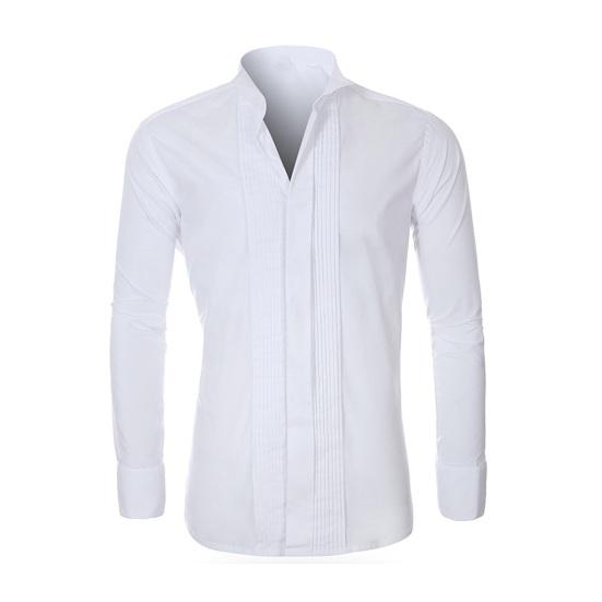 Bridegroom Shirt Top with Bow Ties Solid Color Long Sleeve Lapel Button-up