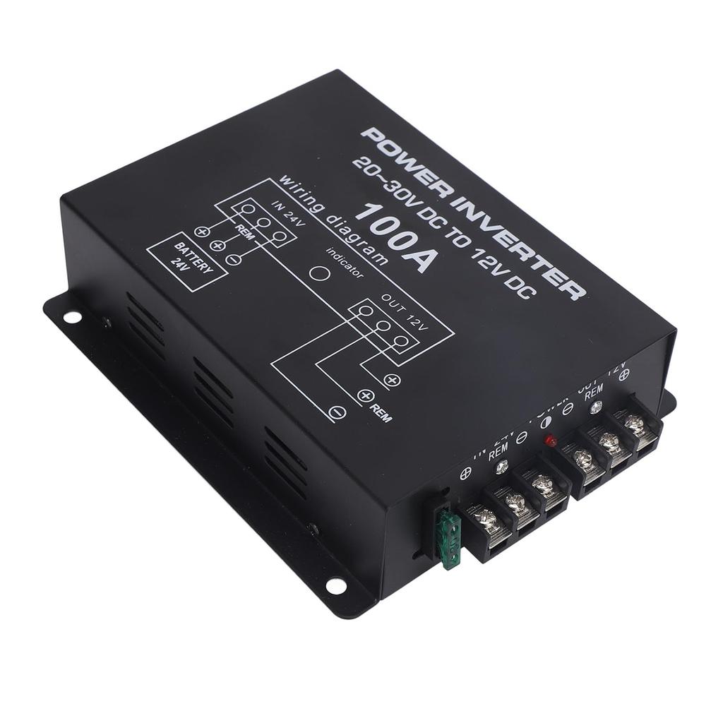 DC 24V To 12V Step-Down Converter, Voltage Reducer with Temperature Control, for Cars, Trucks, RVs, SUVs, and Buses (100A)