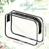 4pcs Transparent PVC Travel Organizer Set with Zippered Makeup & Toiletry Bags, Clear Stackable Storage Boxes with Black Edges