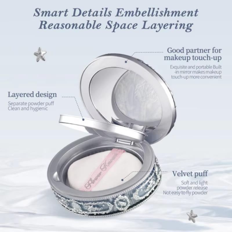 Flowers Knows Shell's Jewel Collection Gepresstes Setting Puder Kompaktpuder Klar Mattes Make-up Gesichtspuder Natürlicher Bronzeglanz