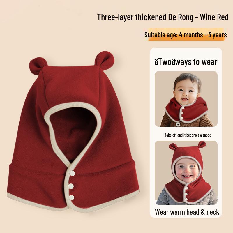 Thick Fleece-Lined Baby Hat with Ear and Neck Protection for Boys and Girls - Windproof for Autumn and Winter