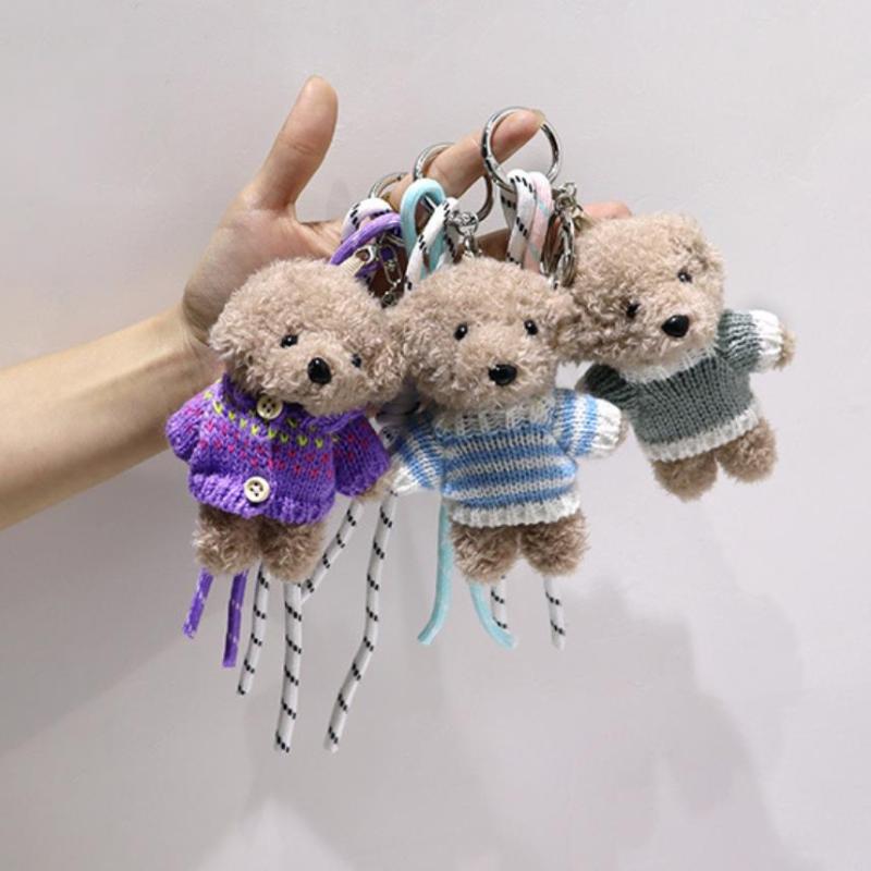 Trendy Plush Sweater Dog Braided Rope Keychain Bag Charms Pendant Decorations Multipurpose Rope  Bag Keyring