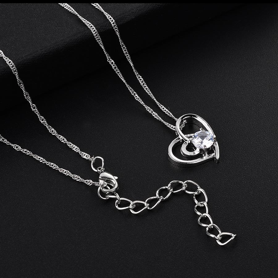 European and American Hollow Zirconia Heart Necklace Clavicle Chain