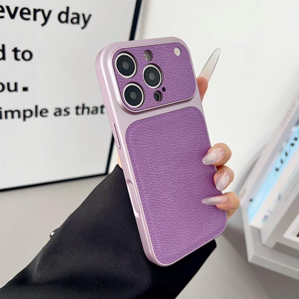 For iPhone 16 Pro Max Case Precise Cutouts Textured PU Leather Coated PC + TPU Phone Cover