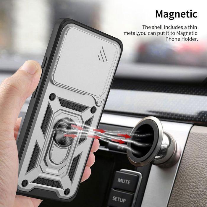 Coque pour Xiaomi 15 Pro - E.F.CONNECTION - Rigide Antichoc - Argenté - Protège-caméra - Support 360°