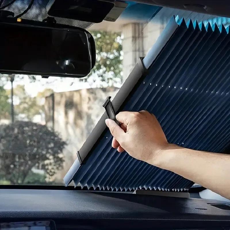 Car Front/rear Window Visor Visor Retractable Windshield Curtain Car Visor Visor Summer UV Blocking Sun Protection
