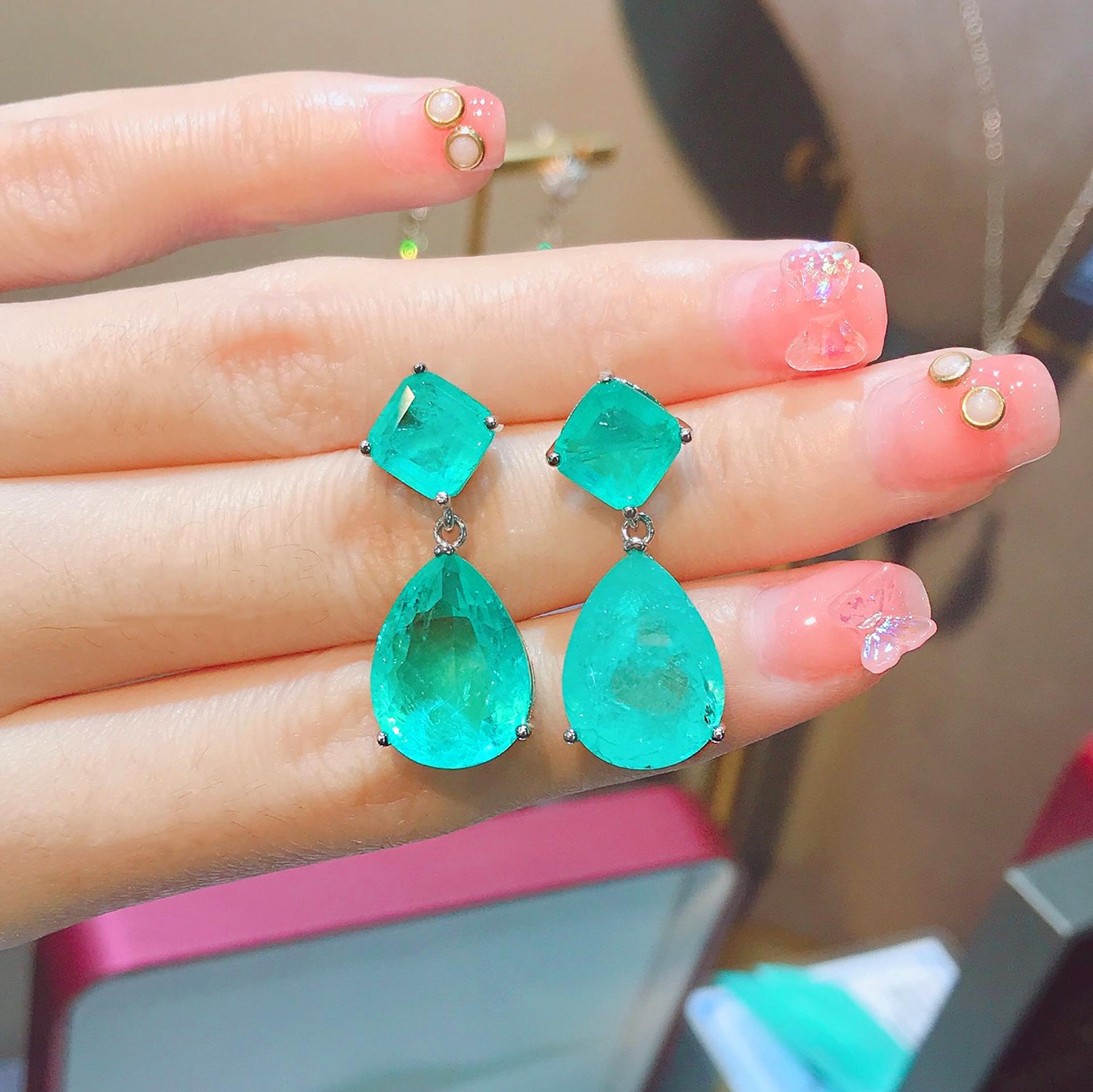 Smaragd Paraiba Blau Hängeohrringe für Damen - Stilvoller und Eleganter Simulierter Schmuck blue