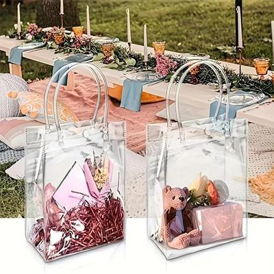 10/20 Stuks Transparante Cadeauzak met Handvat Bruiloft Verjaardag Feest Snoep Cadeau Verpakking Herbruikbare Tote Bag Kerst Babyborrel