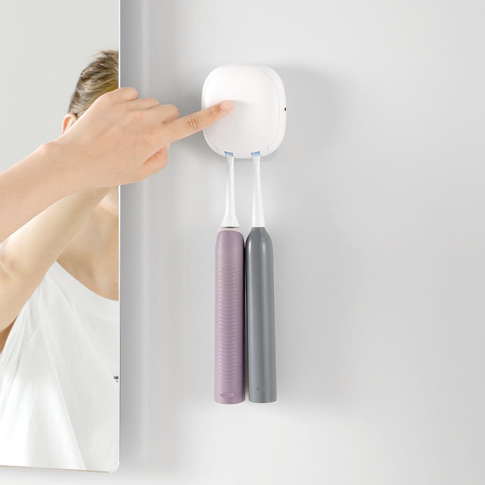 Punch-Free Wall-Mounted UVC Toothbrush Sterilizer and Dryer Holder