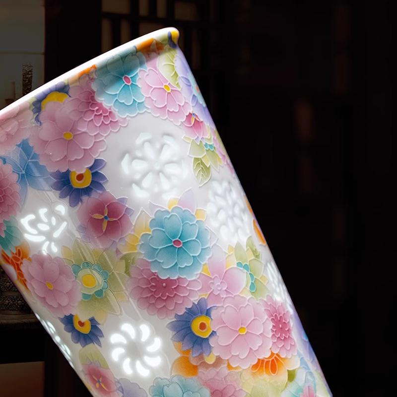Creative Relief Floral Exquisite Ceramic Tea Cup Summer Cold Drinks Cola Cups Office Mug Household Drinkware