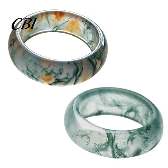 Hypoallergener Fingerring Falscher Natürlicher Moosachat Ring, Falscher Edelstein Statement Heilende Naturinspirierte Schmuckstein für Männer Frauen Band