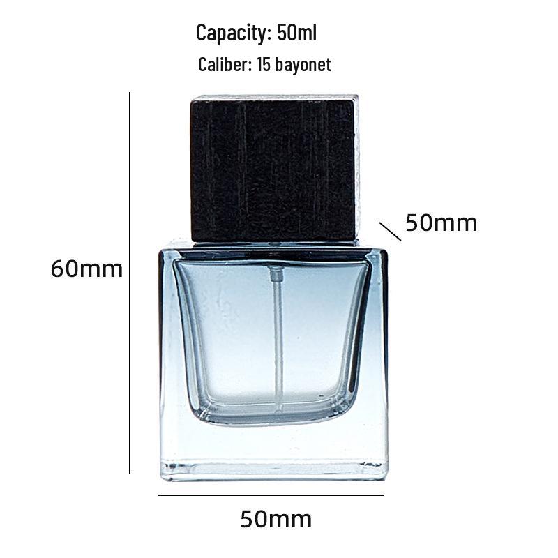 Square Frosted Thick Bottom Glass Perfume Bottle with Bayonet Press Dispenser, Portable Sample Size for Men's Fragrance.
