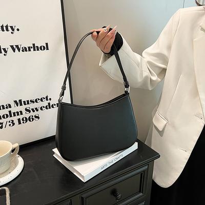 PU Minimalist Shoulder Mini Bag for Women Monochromatic  Zipper Stitching  Versatile Armpit Bag  High Quality  New Fashion