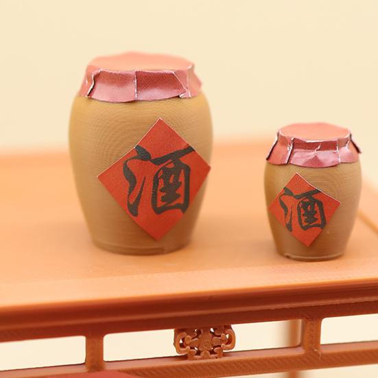 Miniature Liquor Jar Chinese Style Mini Decorative Wine Jar Model Toy DIY 1/12 Dollhouse Kitchen Dining Room Table Decoration Accessories
