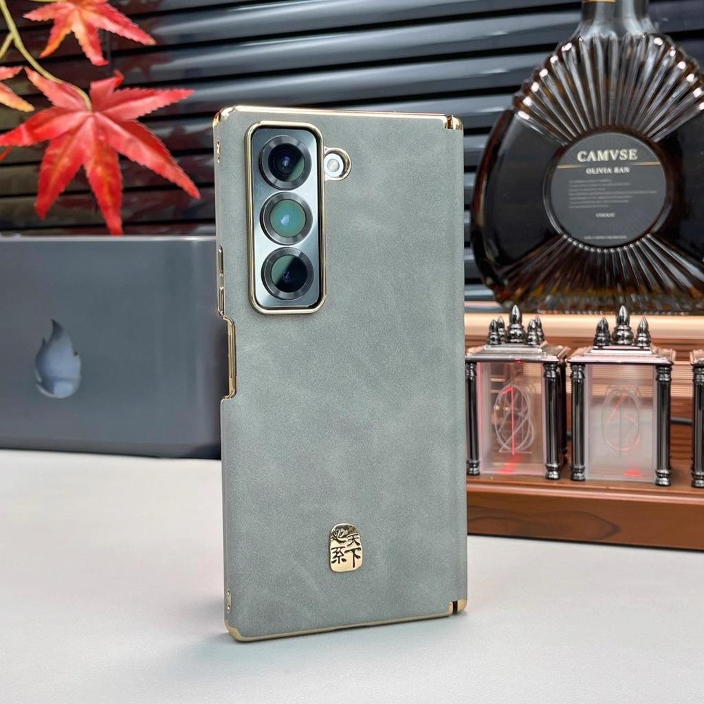 Applicable to Samsung w11 mobile phone case, double central axis magnetic attraction  zfold1 new sheepskin w11 electroplating anti-drop case