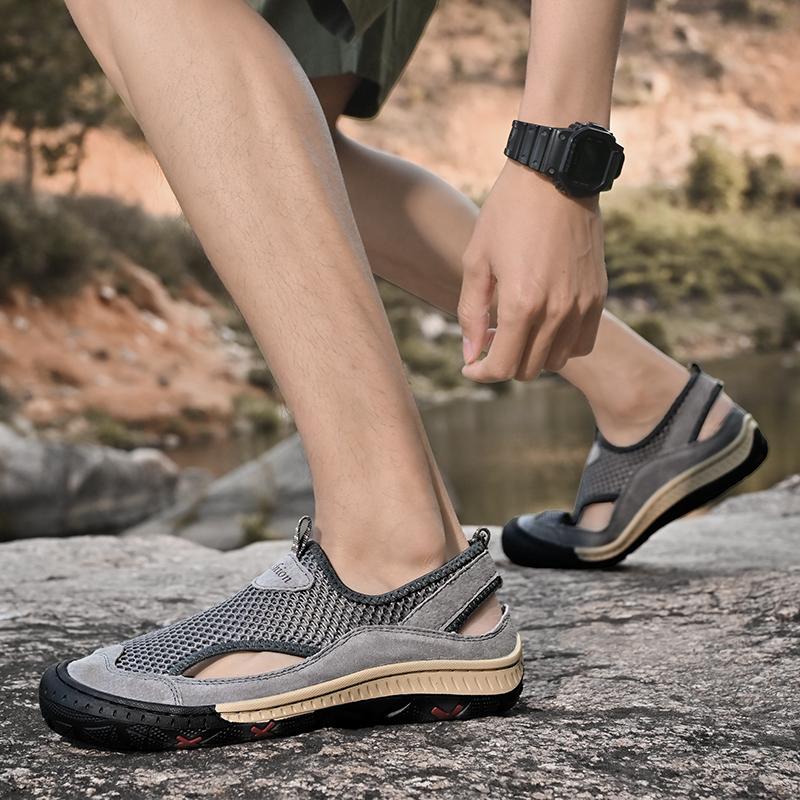 All-match Mesh Dress Shoes Summer Breathable Hollow Out Men Shoes Men Sneakers Soft Flats Hot Sale Summer Casual Walking Shoes