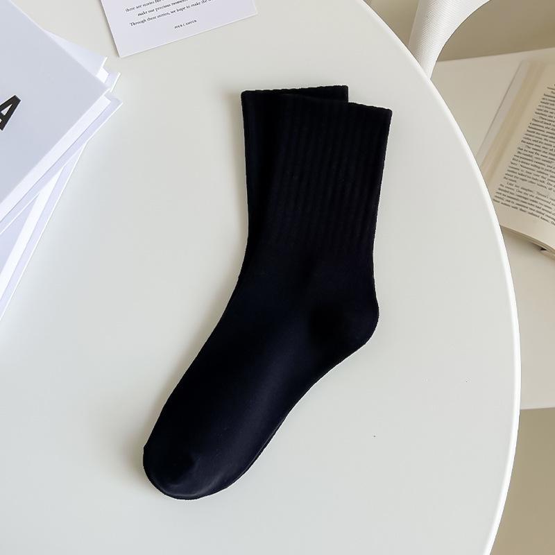 Women's Mid-Calf Pure Cotton Antibacterial Vertical Stripe Sports Socks - Spring & Autumn Y2K Style, Odor-Resistant, Slimming & Casual