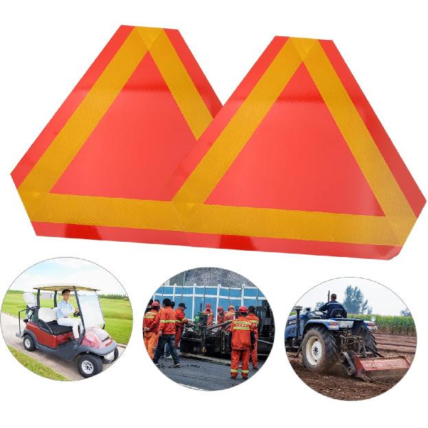 

2pcs Aluminum Triangle Reflector Car Triangle Safety Sign Magnetic Slow Moving Vehicle