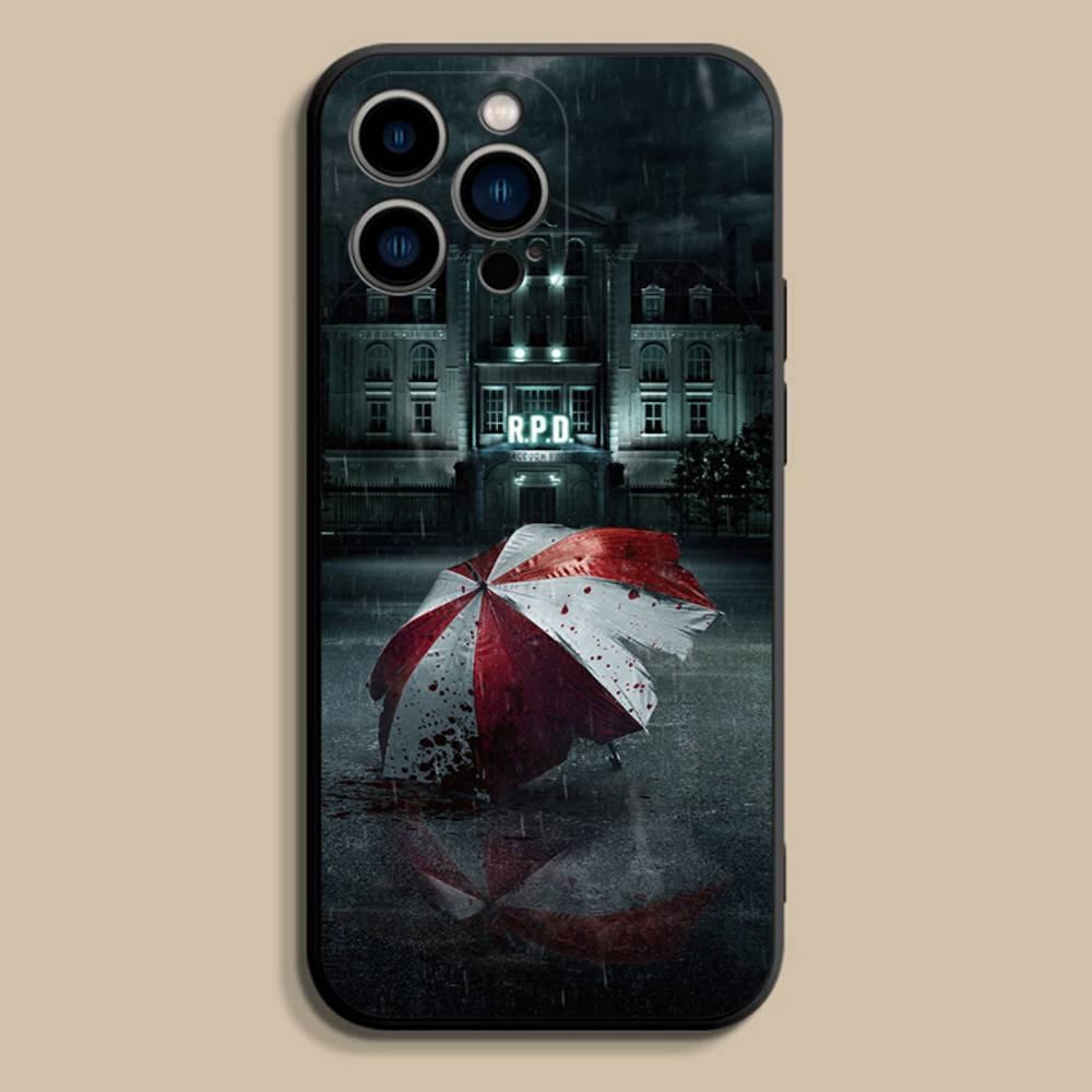 Coole R-Resident E-Evil Spiel Hülle für iPhone 17,16,15,14,13,12,11,Pro,Max,Plus,E,SE4,Air,Mini Schwarze Weiche Handyhülle