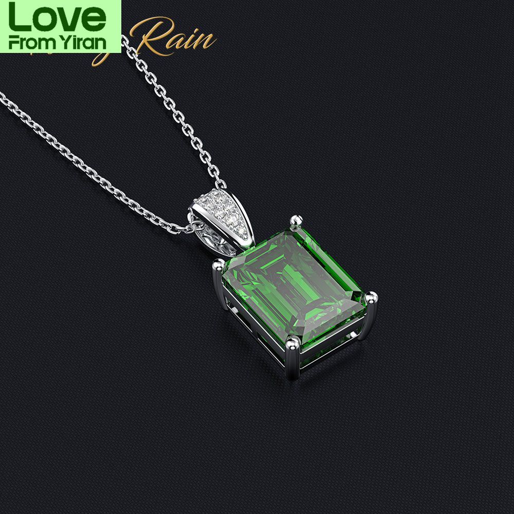 

Wong Rain Vintage 100% стерлингового серебра 925 пробы, созданный муассанит изумруд драгоценный камень бриллианты кулон ожерелье ювелирные изделия оптом