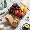 Decorative Metal Grid Baskets Iron Storage Basket, Nordic Style Wire Organizer Bin, Large Breathable Mesh Boxes Capacity Container for Kitchen
