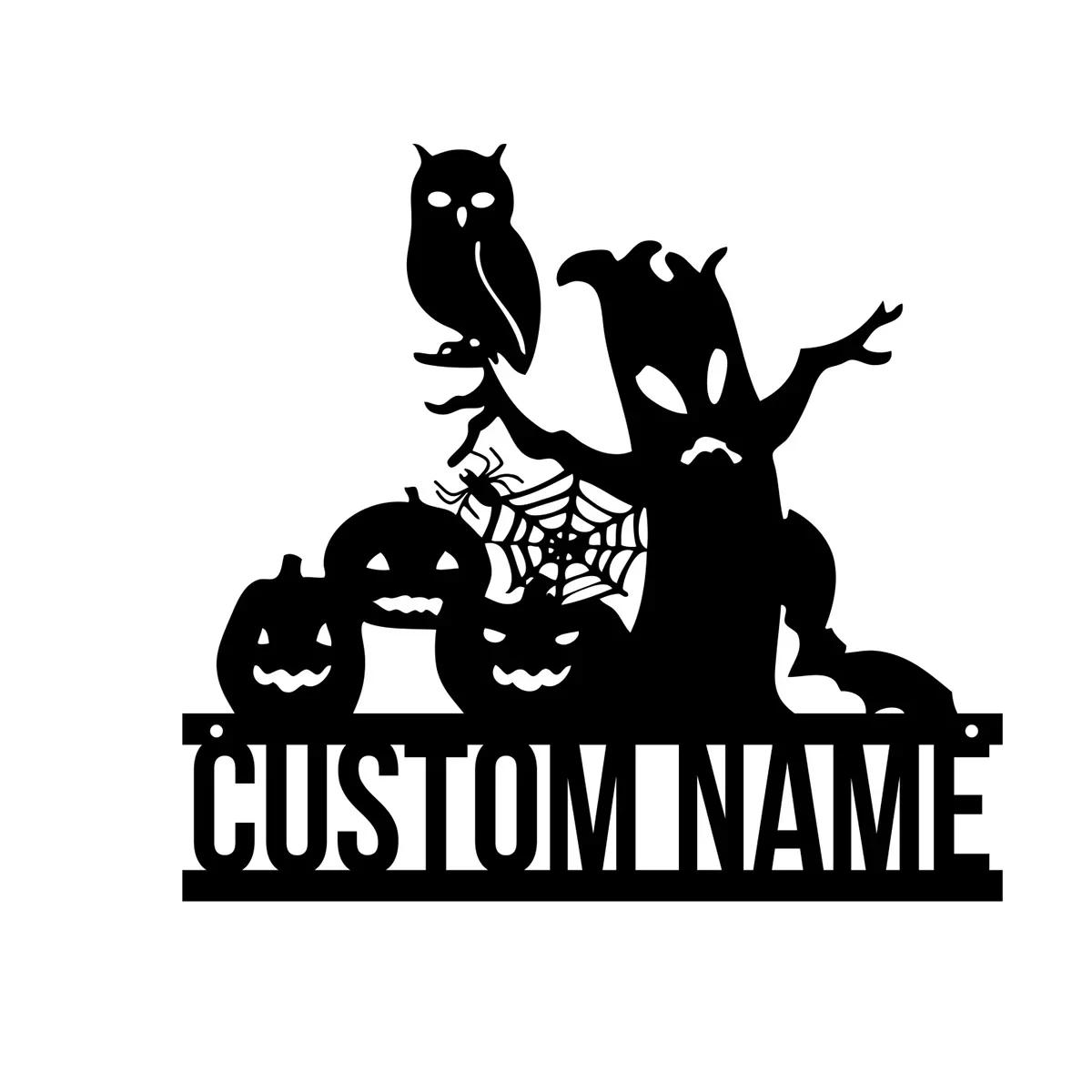 

Halloween Metal Wall Art Ghost Tree Owl Spider Web Pumpkin Bat Sign Home Decor XL