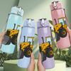 1PC Bulldozer Construction 750ml Color Plastic Sports Water Bottle Leakproof Flip Straw Lid Suitable for Sports Office Home Use