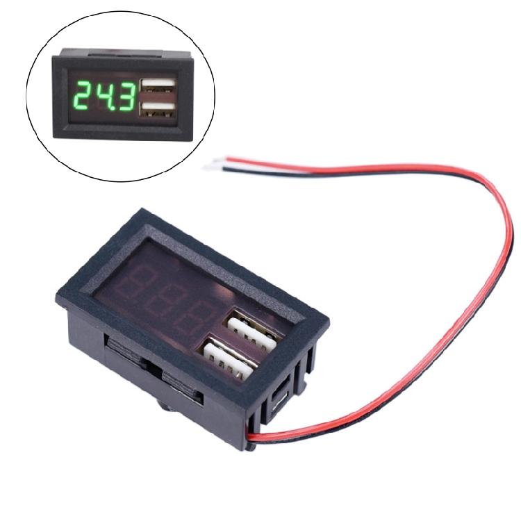 LED Digital Display Voltmeter Dual USB Output Voltage Meter Battery Tester Panel