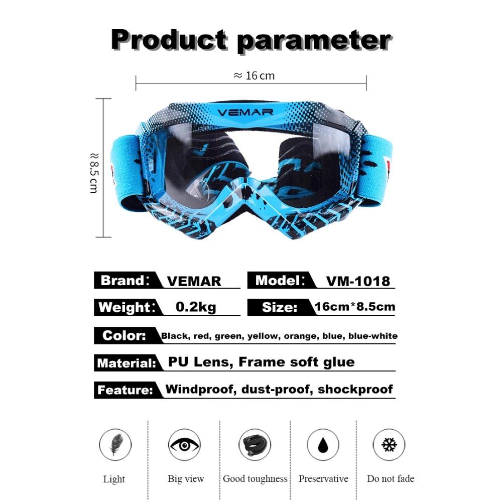 Vemar Offroad Motorradbrille Kinder Winddicht Motorradbrille Staubdicht Motocross Rennen MX MTB HD Moto Brille Kinder