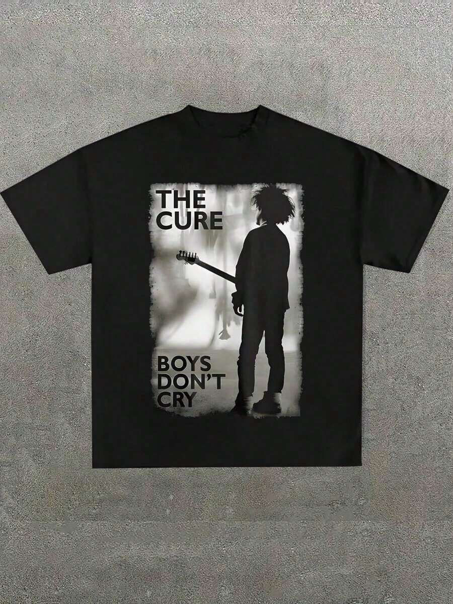 

1 PcsThe Cure- Boys Don t Cry -Inspired Black T-Shirt,Casual Digital Print Pure Heavy Cotton T Shirt 5XL різнокольоровий