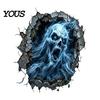 Peel And Stick Wall Decor for Bedroom Halloween 3D Decal, Breakout Illusion Sticker with Skull Ghost, Spooky Removable Broken Monster Decals