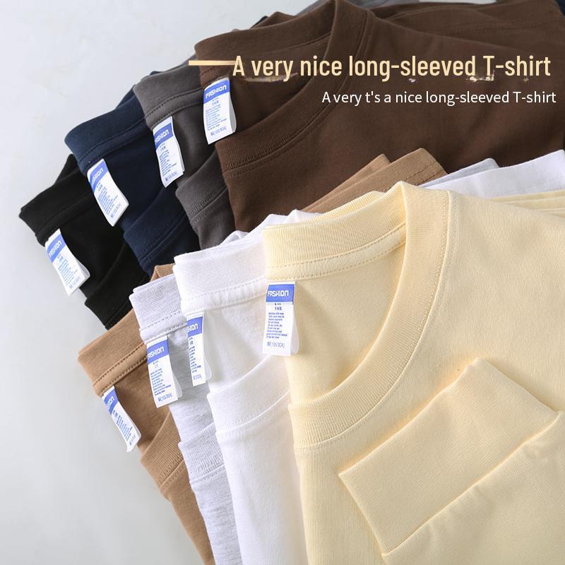 Heavy Double Yarn Long Sleeve Cotton T-shirt with Custom LOGO