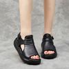 Fish Mouth Shoes Women's Beach Roman Sandals Wedge Heel Casual Women's Shoes Summer Cowhide Heightened Platform Sandals