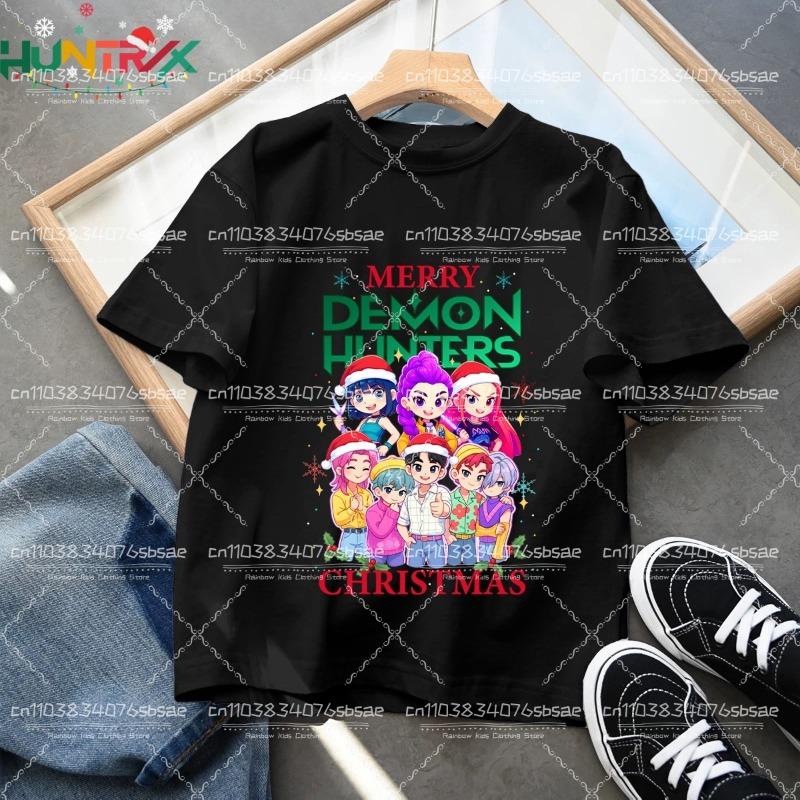 2025 Movie KPop Demon Hunters Christmas T-shirt Summer Short Sleeve Tee for Casual Loose Girl Boy Graphic Printed Tops Gift