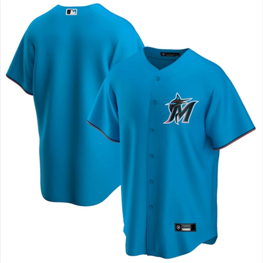 Cardigan con Maglia Vuota da Uomo Miami Marlins Completamente Ricamato Uniforme da Baseball