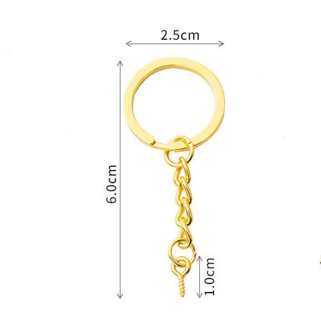 

10pcs/lot 25 30mm DIY Key Chains Gold Bronze Color Keyring Keychain Short Chain Split Ring Key Rings jewelry Finding Accessories