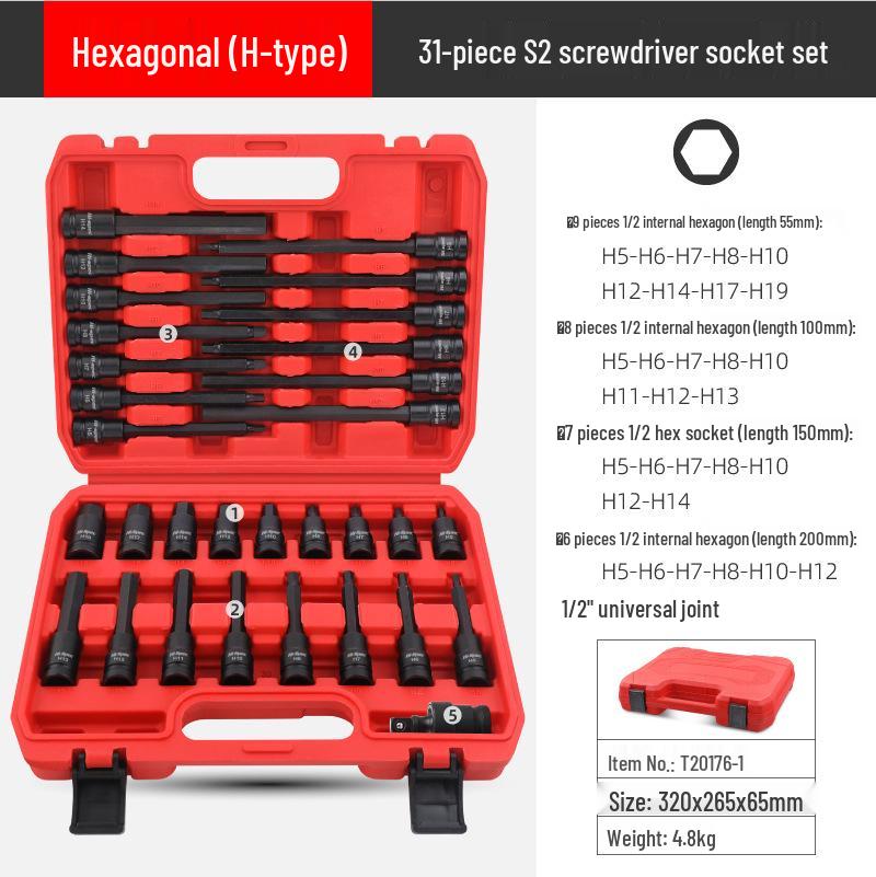 1/2" Electric Hex Socket Wrench and Screwdriver Bit Set