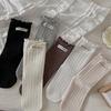 Female Spring and Autumn Pure Color Draw A Letter Cloth Label Ear Side In The Tube Pile Socks