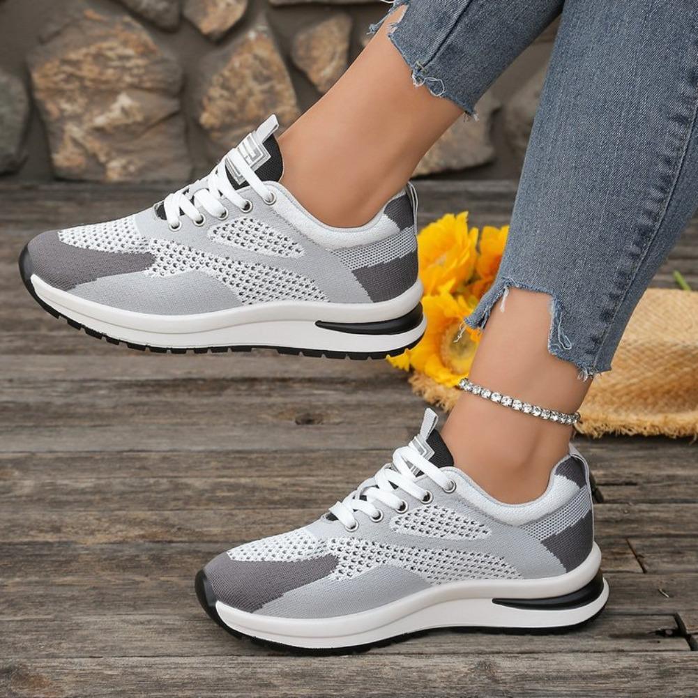 Breathable Mesh Sneakers for Women Spring Autumn Comfortable Lightweight Running Sports Shoes Woman Lace-Up Platform Female