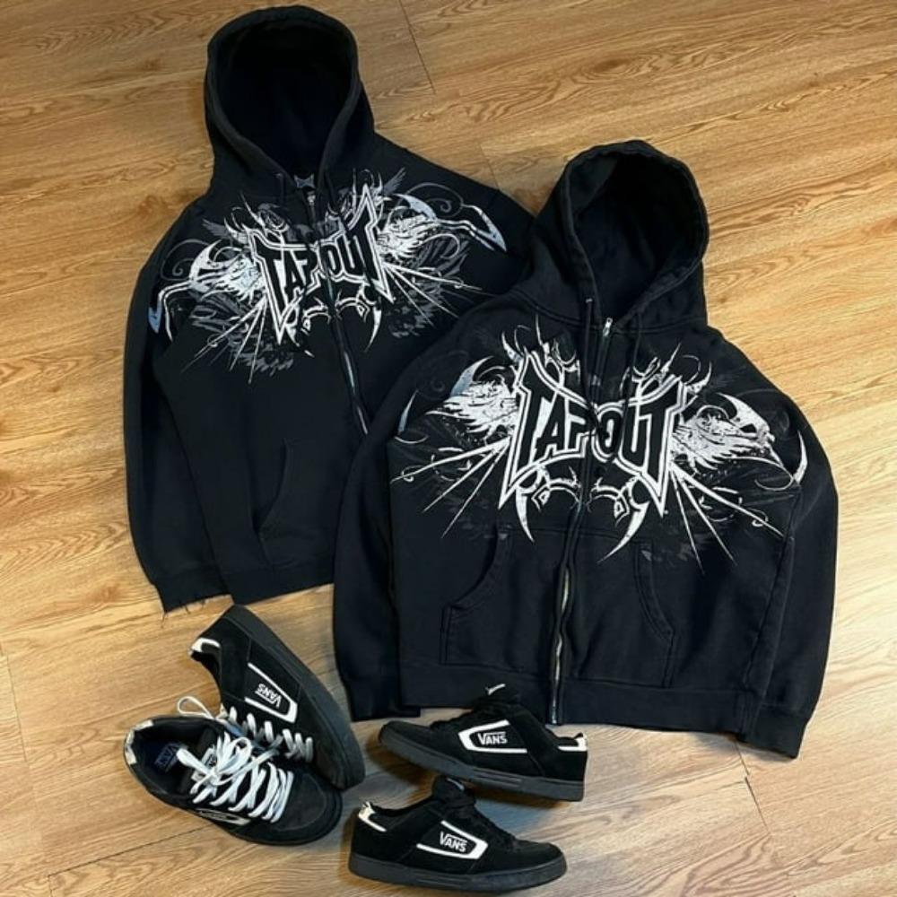 Y2K Street New Fashion Oversized Skull Print Sweater Hoodie Men Harajuku Vintage Hip Hop Popular Casual Sports Hooded Sweater