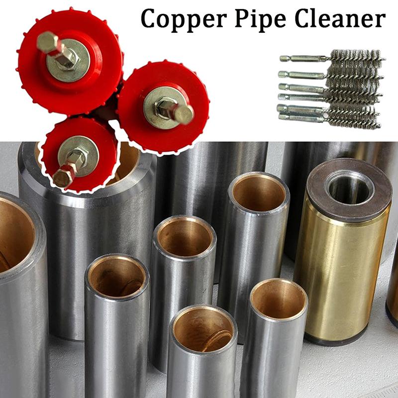 Copper Pipe Cleaner Set For Power Drill, Tube Cleaning Brush, Cleans Copper Pipes Tubes And Fittings For Soldering