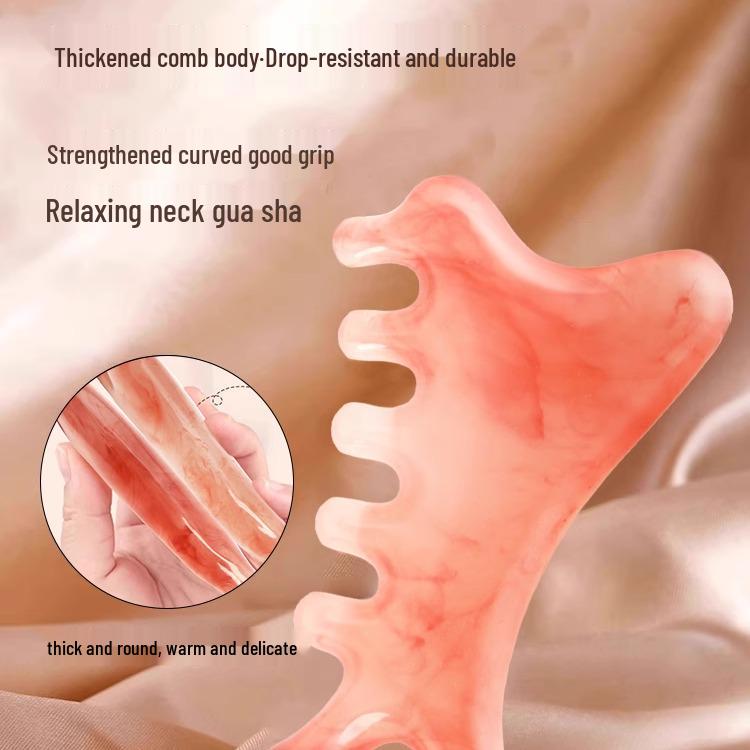 Natural Resin Double-Sided Gua Sha Facial Lifting and Firming Massager for Face, Neck, and Shoulders